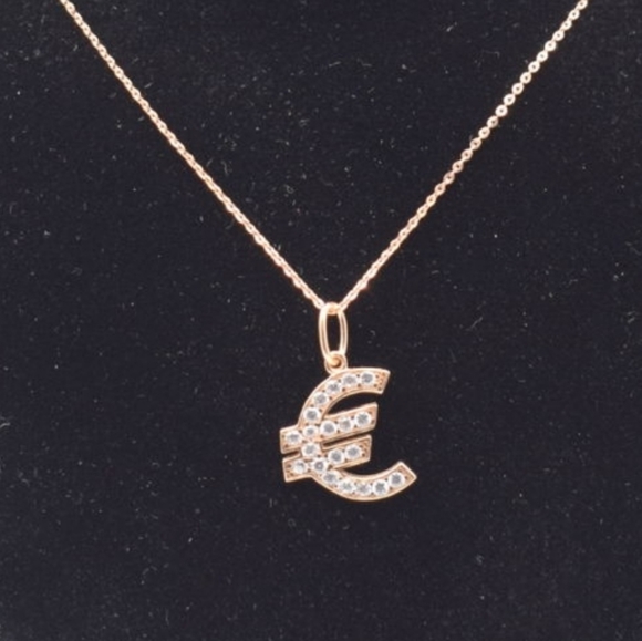14k rose gold plated Euro pendant & chain. - Picture 3 of 8